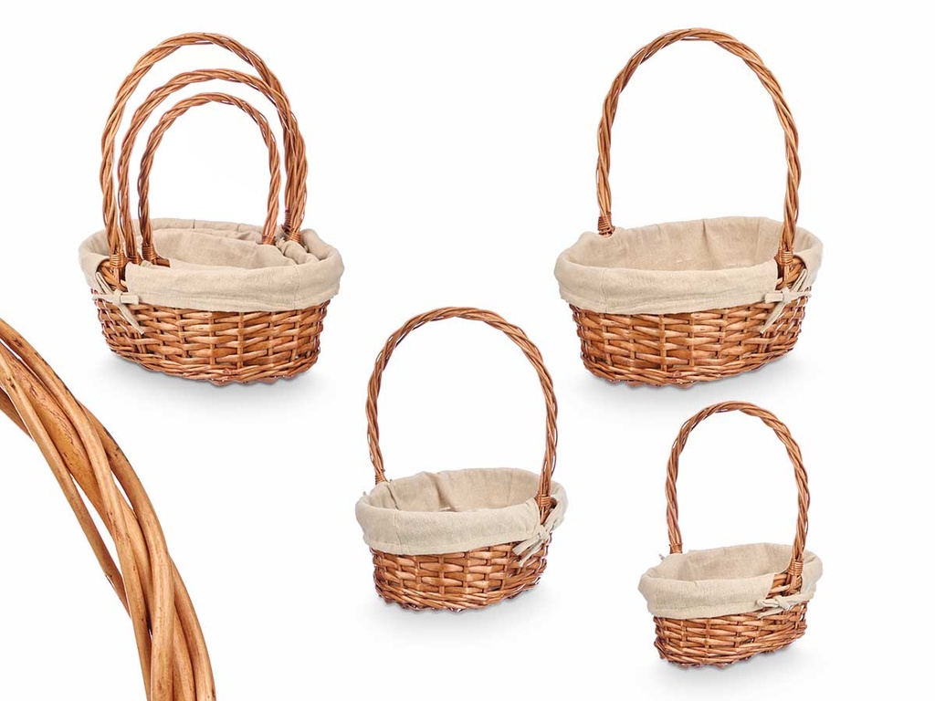 Set 3 cestas mimbre ovaladas: organización elegante y práctica