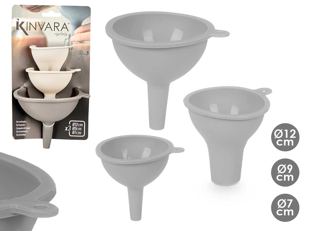 Set 3 embudo surt gris: Versatilidad y estilo para tu cocina