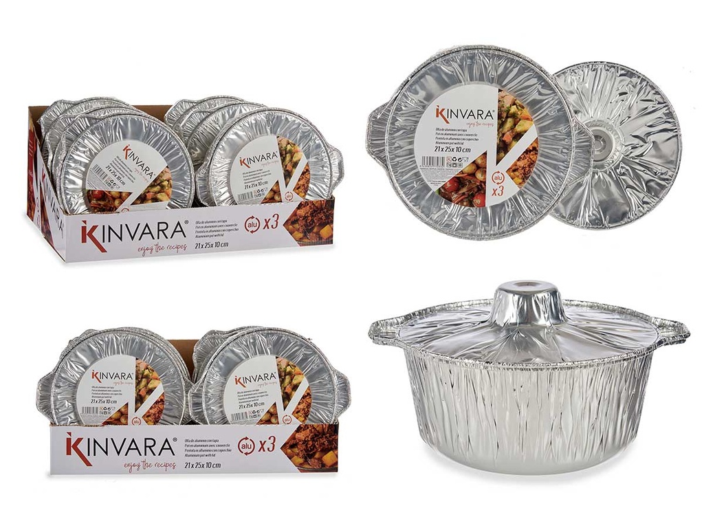 Set 3 ollas de aluminio con tapa: cocina saludable y duradera
