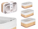 Set 3 organizadores de bambú con tela natural rectangular y elegante