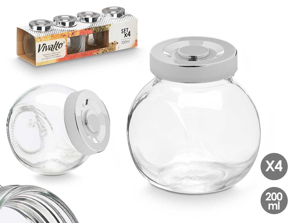 Set 4 especiero 200ml: Organiza y añade sabor a tu cocina
