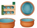 Set 6 cazuelas barro de 8 cm color azul, ideales para cocinar y servir