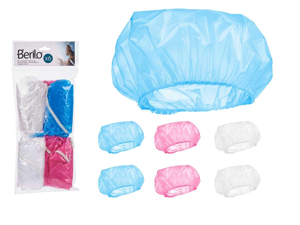 Set 6 gorros de ducha surtidos en 3 colores para tu comodidad diaria