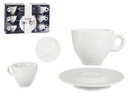 Set 6 tazas de café de porcelana blanca con plato, elegancia y estilo