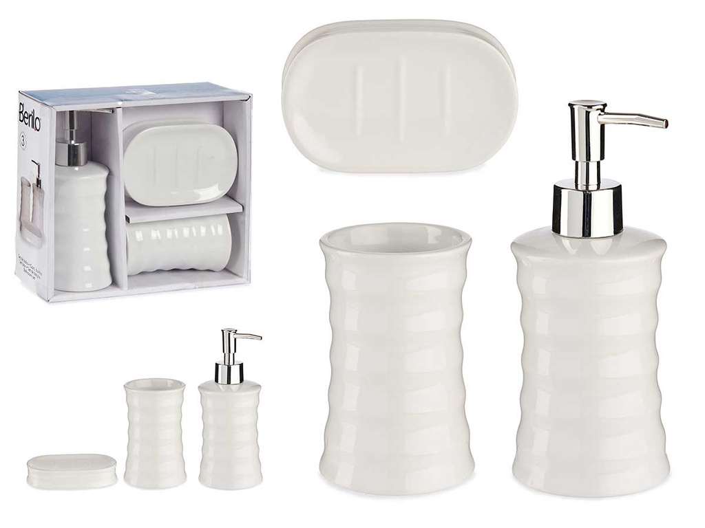 Set baño 3 pzs ondas blanco: Estilo y funcionalidad para tu hogar
