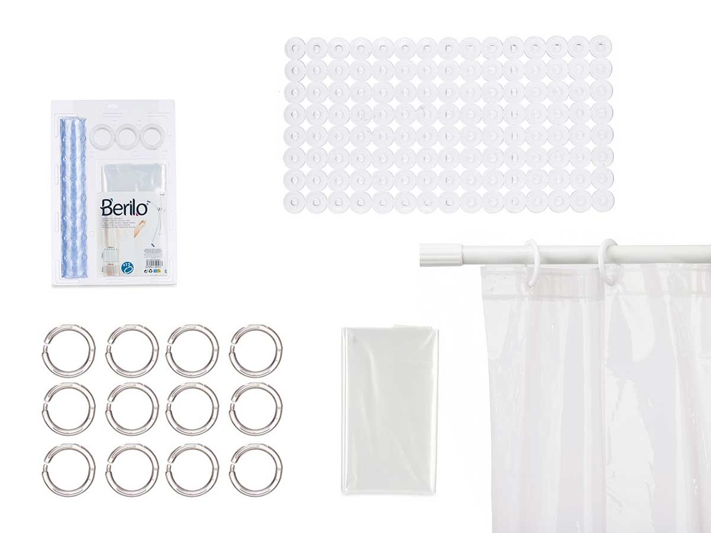 Set baño cortina peva y alfombra ducha transparente para tu hogar
