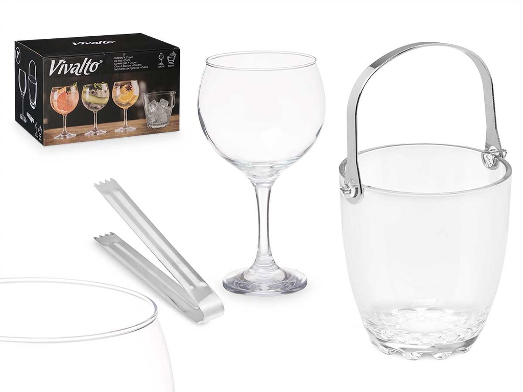 Set cubitera 4 copas gin tonic: Elegancia y frescura en cada trago
