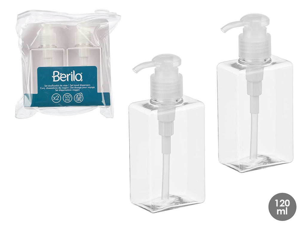 Set de 2 dosificadores transparentes de 120ml para mayor comodidad