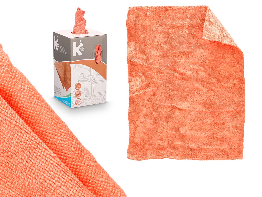 Set de 25 paños de microfibra naranja: limpieza eficiente y rápida