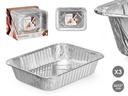 Set de 3 bandejas rectangulares de aluminio, ideales para servir