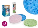 Set de 3 esponjas desmaquillantes surtidas en 3 colores vibrantes