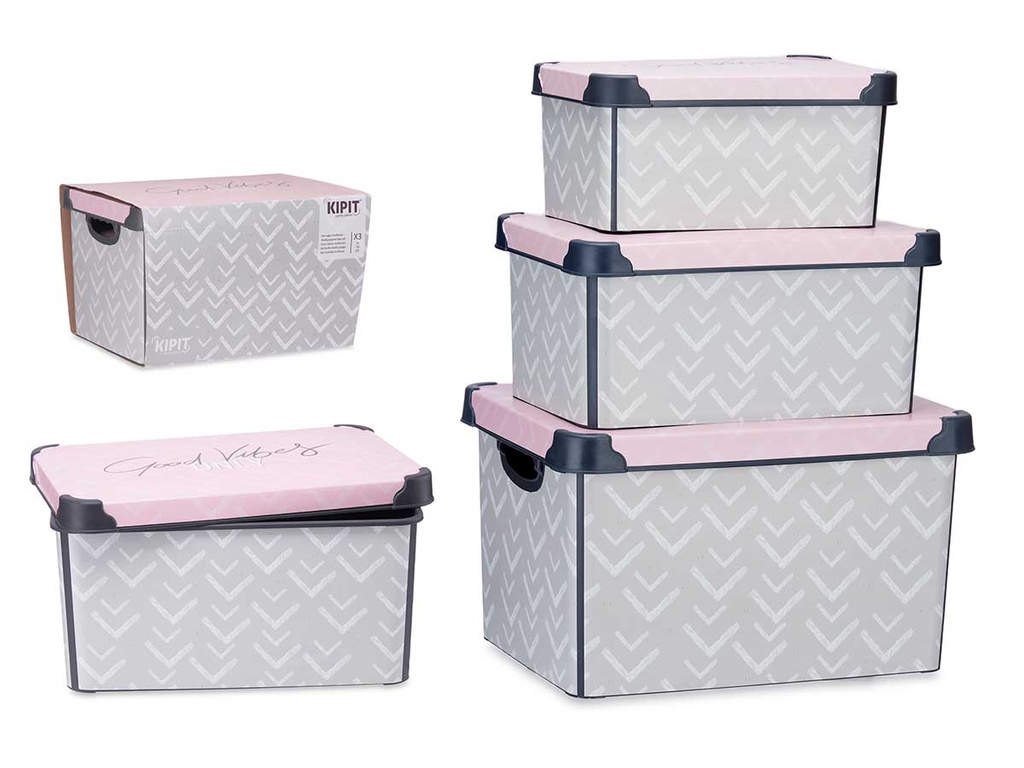 Set de 3 piezas de cajas de plástico Vibes: organización y estilo