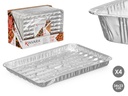 Set de 4 bandejas de aluminio rectangulares grill con diseño calado