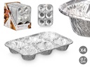 Set de 4 moldes de aluminio con 6 huecos para deliciosos postres