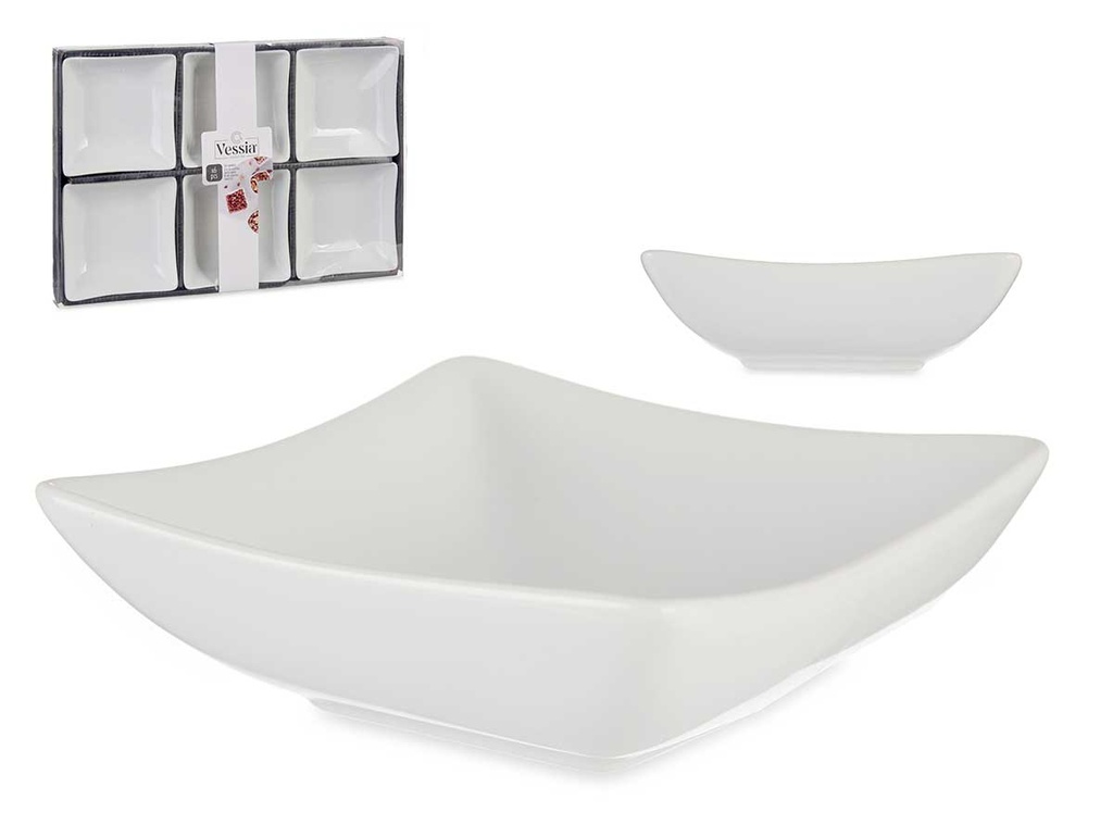 Set de 6 cuencos de porcelana blanca para aperitivos elegantes