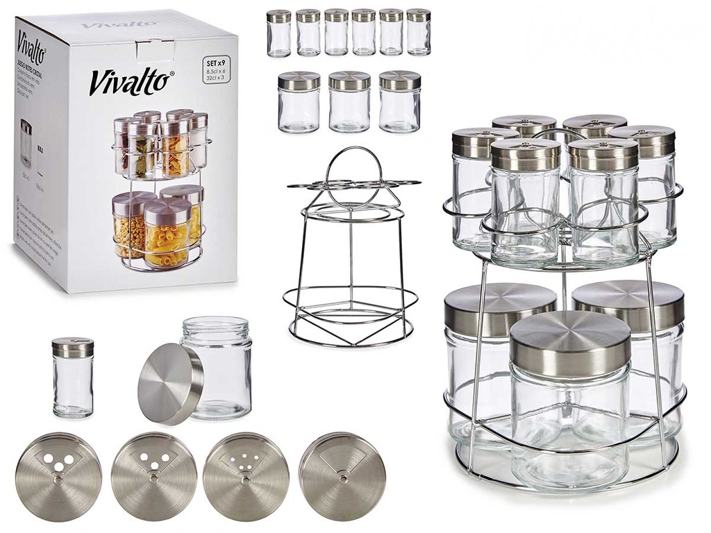Set de botes de cristal con soporte metálico para tu organización