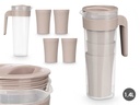 Set jarra 4 vasos taupe 1,4L: Elegancia y funcionalidad en tu mesa