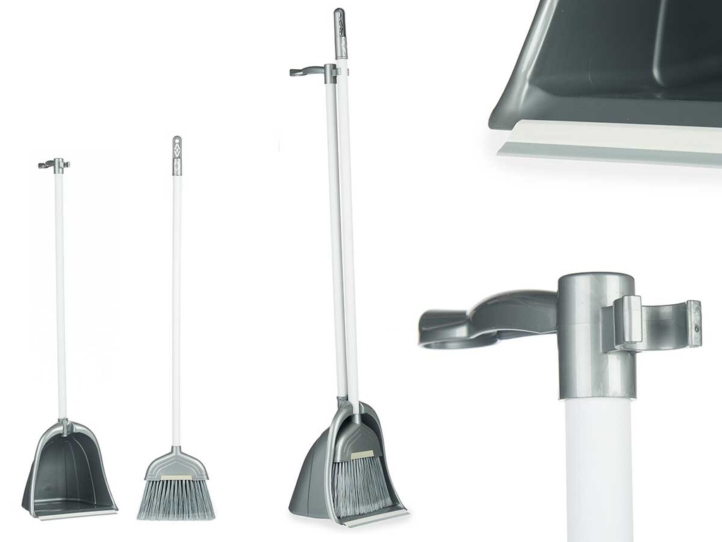 Set recogedor y cepillo plata grande: Limpieza eficiente y elegante