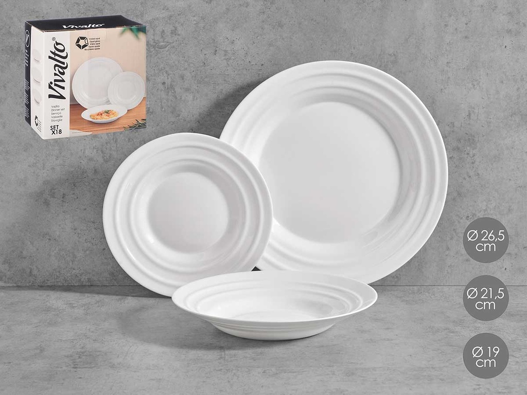 Set vajilla ondas opal 18pzs: Elegancia y durabilidad para tu mesa