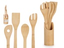 Soporte 5 pzs utensilios de bambú: Elegancia y organización perfecta