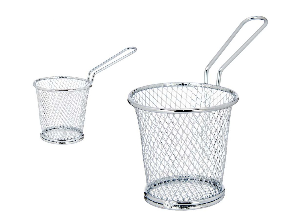 Soporte aperitivo cromado redondo con asa para un servicio elegante