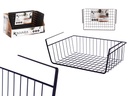 Soporte negro de metal para cesto, elegante y funcional en casa