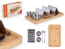 Soporte para tacos, bol y salsa de bambú y metal, elegante y práctico