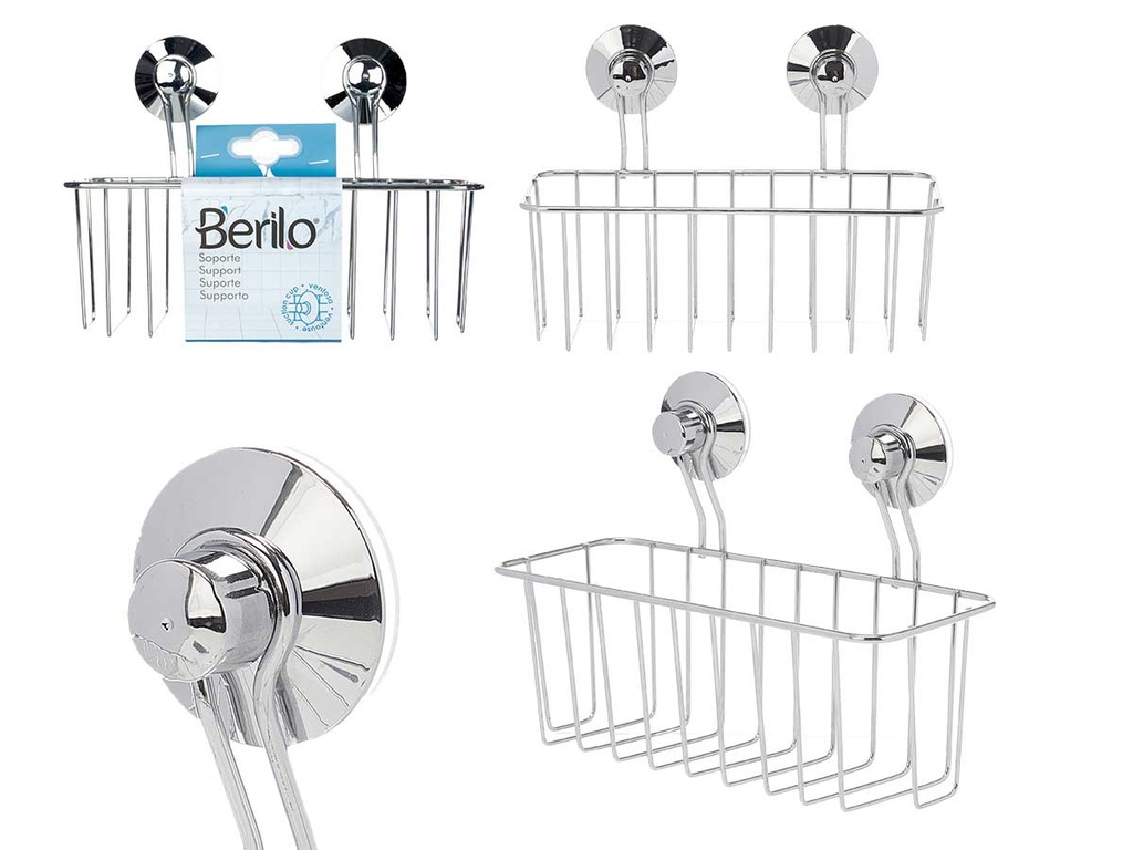 Soporte pared rectangular de acero con ventosa: firmeza garantizada