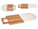 Tabla cortar madera y mármol blanco con asa, ideal para cocinar