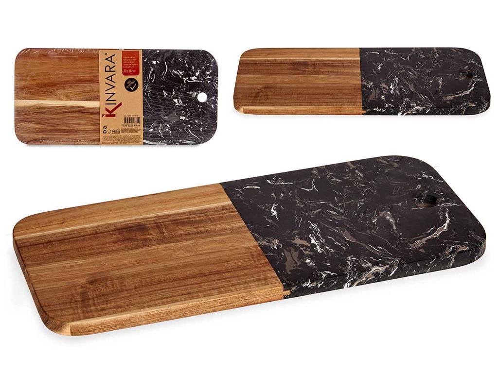 Tabla cortar madera y mármol negro: diseño elegante y durable