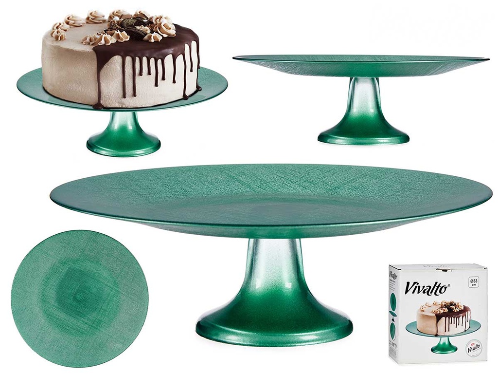 Tartera de vidrio con pie verde menta, elegancia en tu mesa