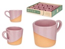 Taza café de barro 80ml con asa rosa, ideal para tus momentos únicos