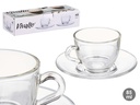 Taza de vidrio para café de 85ml con plato, elegante y práctica