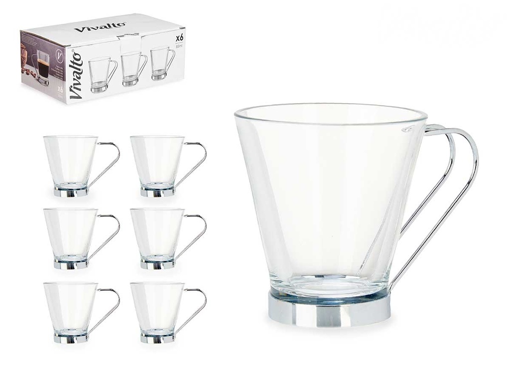 Taza vidrio con asa metal 85 ml: ideal para disfrutar tu café