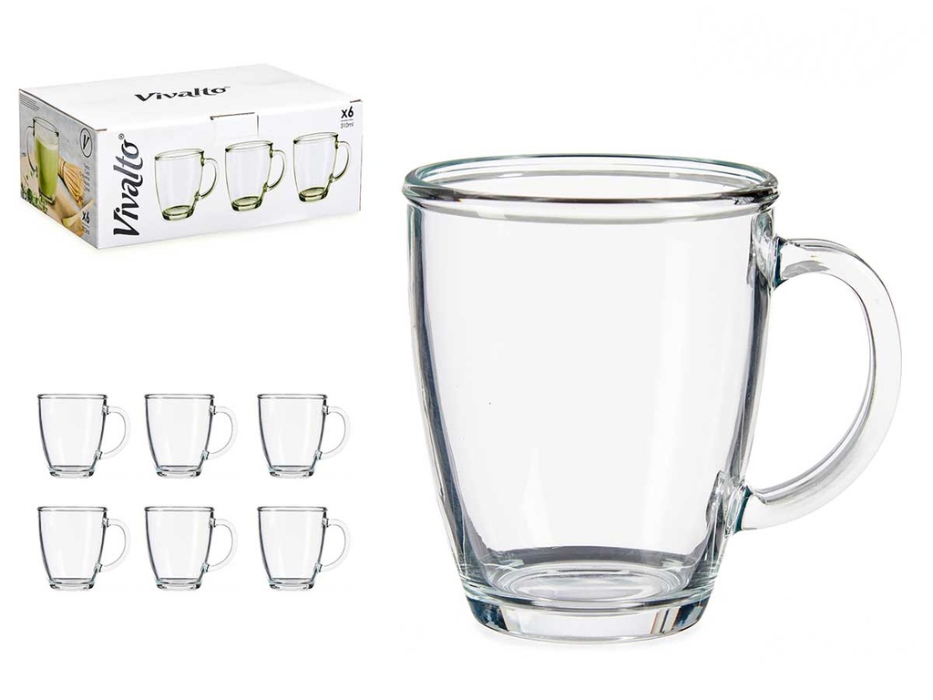 Taza vidrio desayuno 310 ml con asa, ideal para tu café matutino