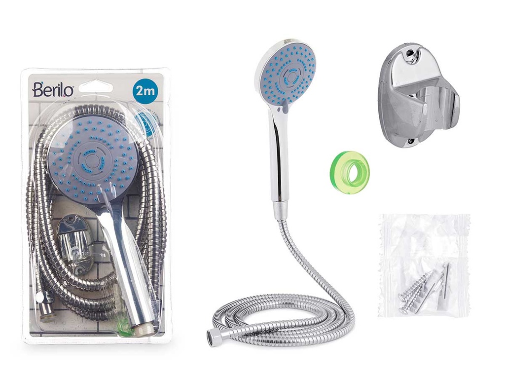 Teléfono de ducha con manguera de 2 m y base gris mate elegante