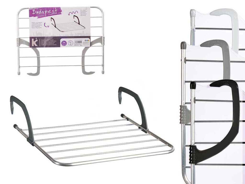 Tendedero aluminio 7m con mango de plástico en 3 colores, resistente
