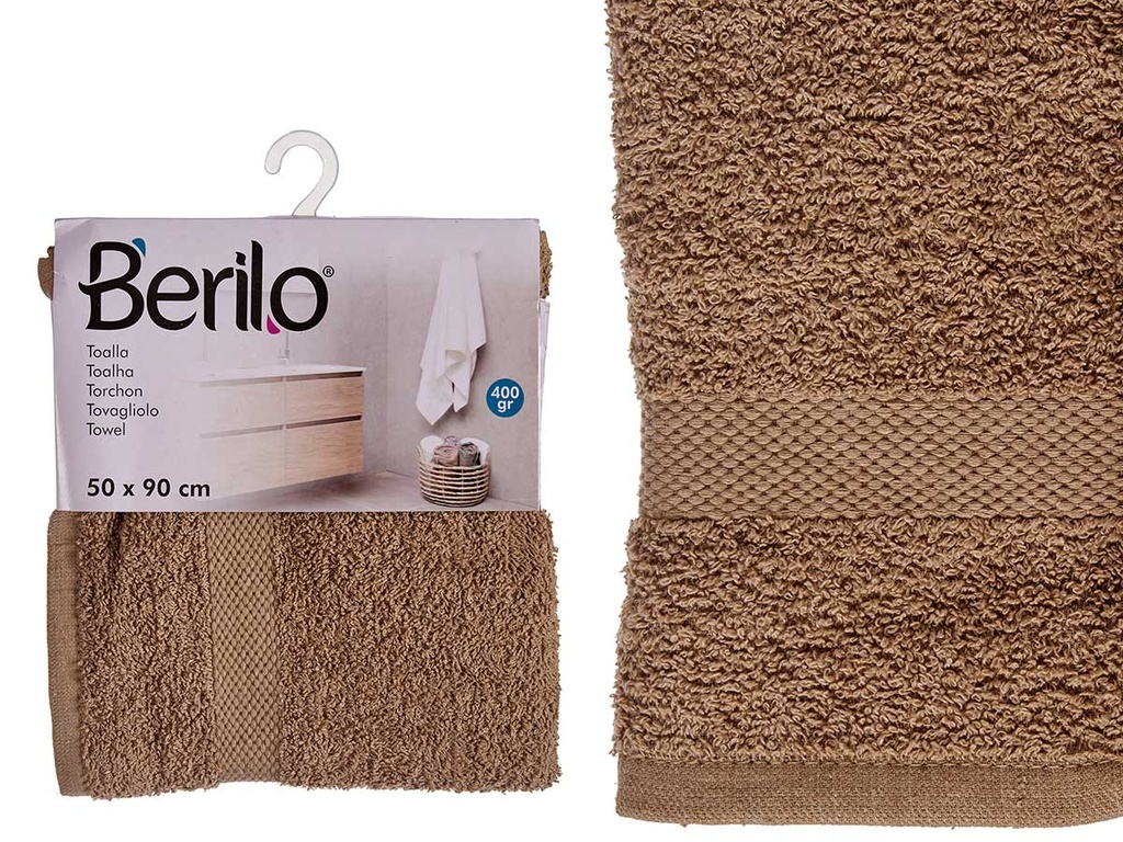 Toalla lisa color camel, suave y absorbente para tu baño diario