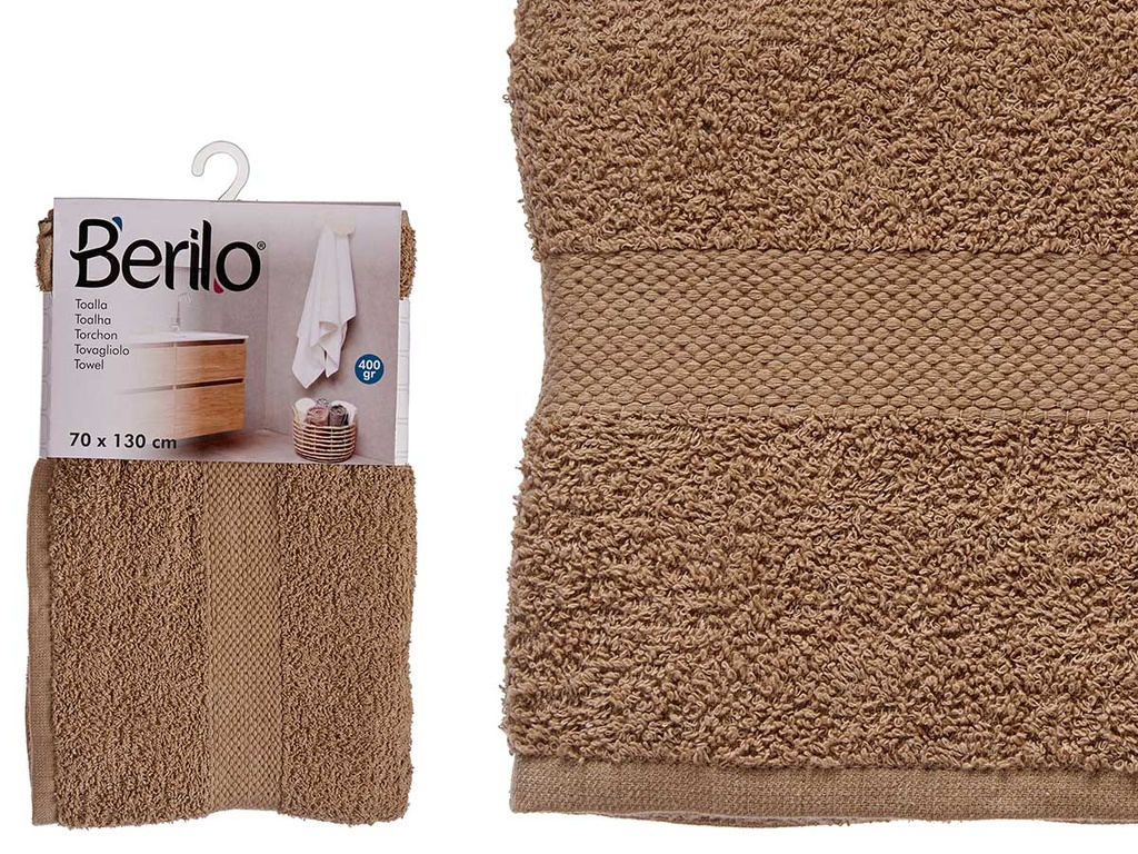 Toalla lisa color camel, suave y absorbente para tu comodidad