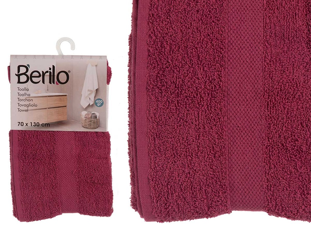 Toalla lisa granate de alta calidad, perfecta para tu baño diario