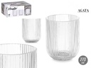 Vaso bajo transparente con rayas 270ml, estilo y elegancia en casa