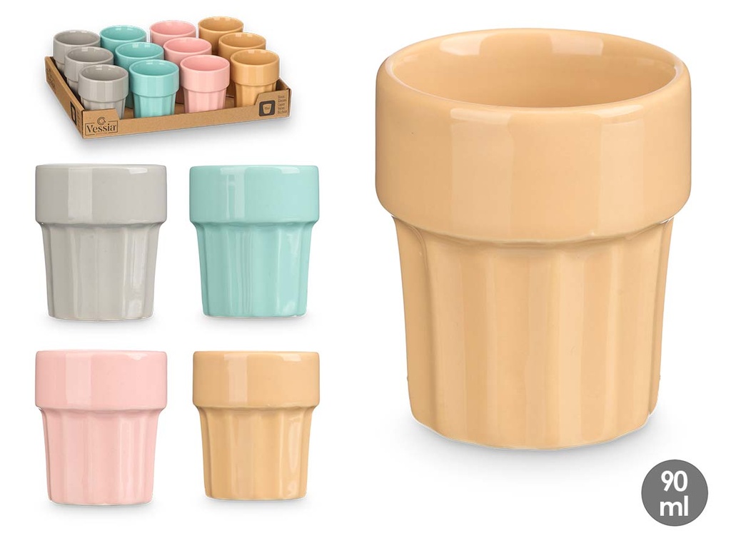 Vaso café surtido de 4 colores, ideal para disfrutar cada sorbo