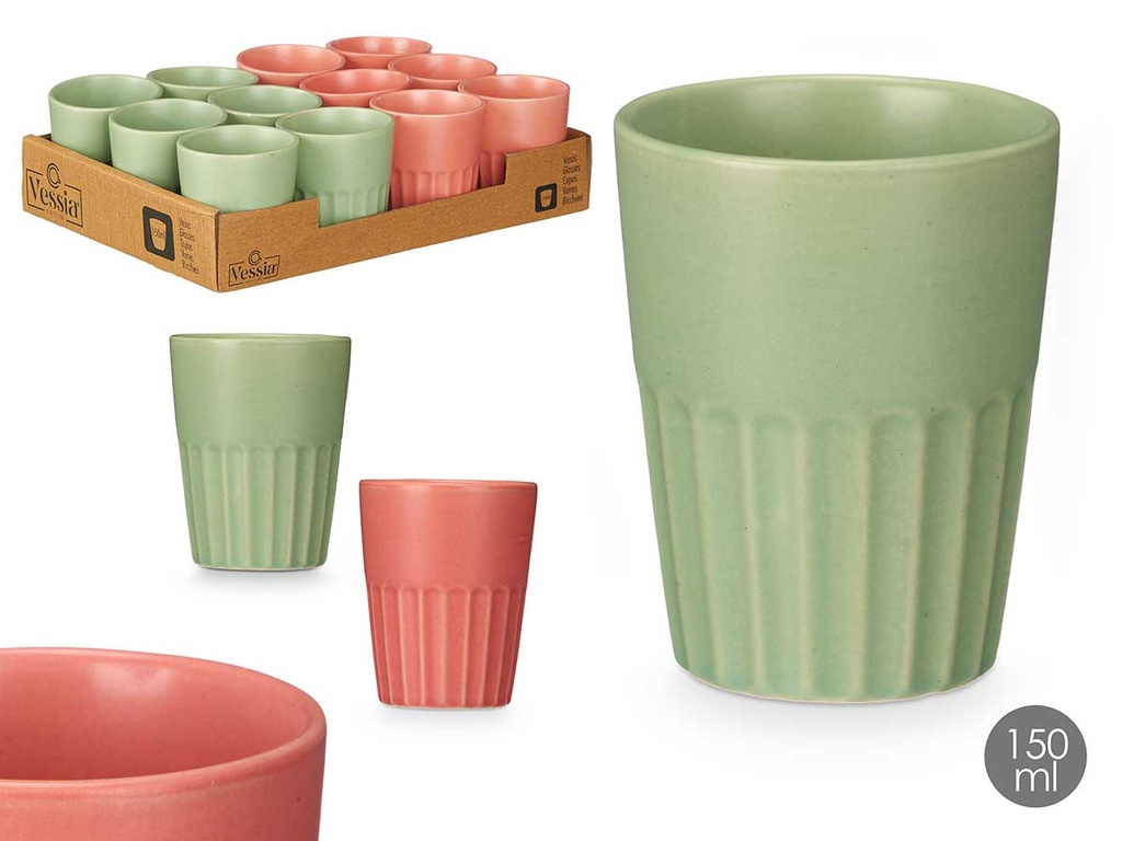 Vaso cortado surtido rosa y menta: elegancia para tu mesa 150 ml
