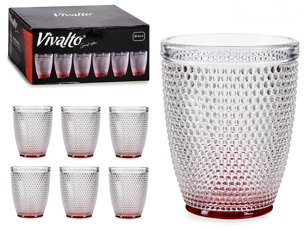 Vaso cristal puntos para agua 300ml en elegante color rojo