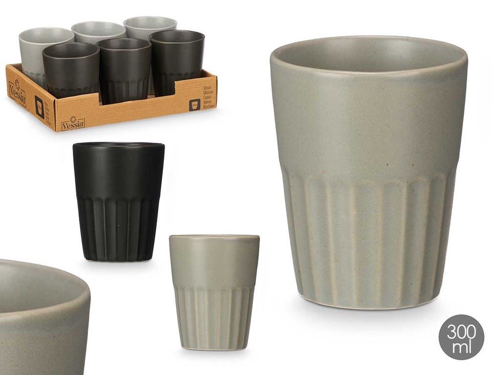 Vaso de café con leche surtido en gris y negro, 300 ml de estilo