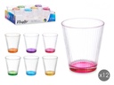Vaso de vidrio transparente con rayas, ideal para cualquier bebida