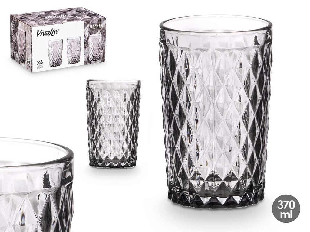 Vaso diamante gris 370 ml: Elegancia y estilo en cada sorbo