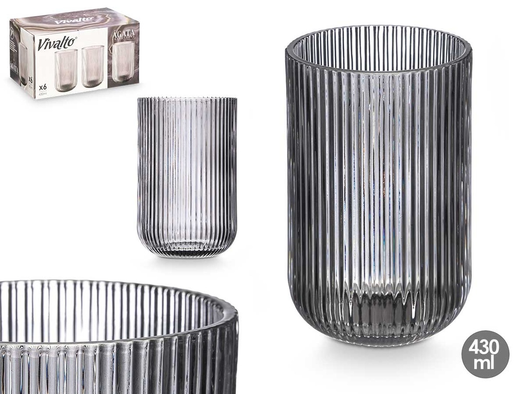 Vaso gris rayas 430 ml: Estilo y funcionalidad para tu bebida