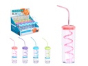 Vaso pajita espiral surtido 4 colores 330ml, diversión y estilo