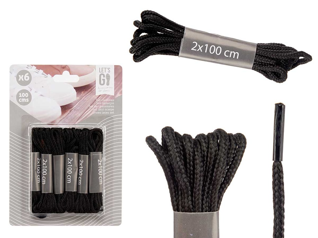 6 cordones negro de 100 cm: resistencia y estilo para tus zapatos